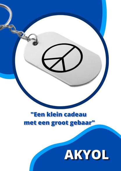 Peace sleutelhanger met naam