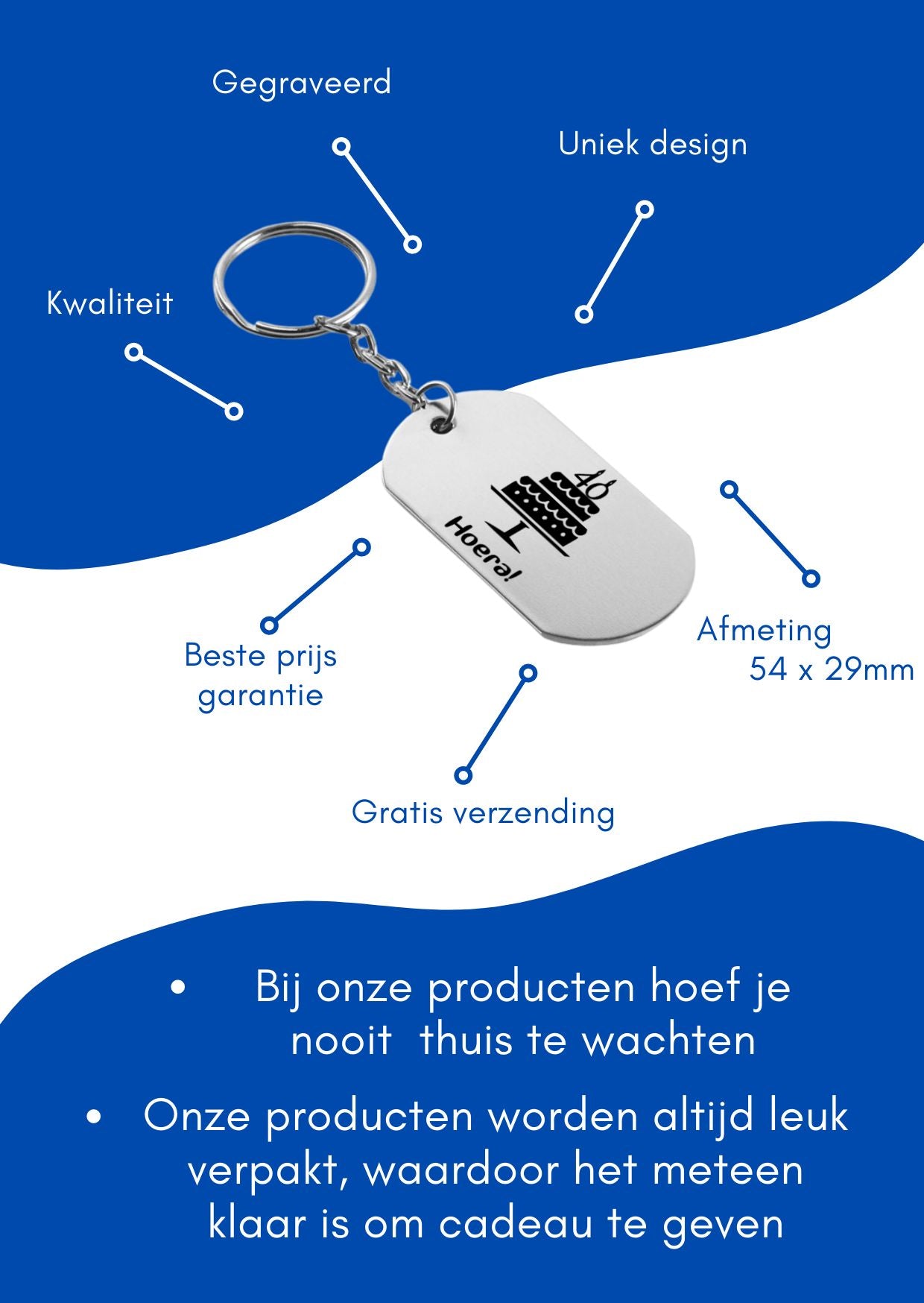 hoera 40 jaar sleutelhanger