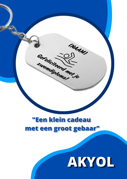 gefeliciteerd met je zwemdiploma sleutelhanger