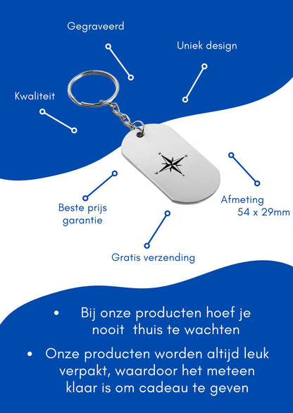 Kompas sleutelhanger met naam