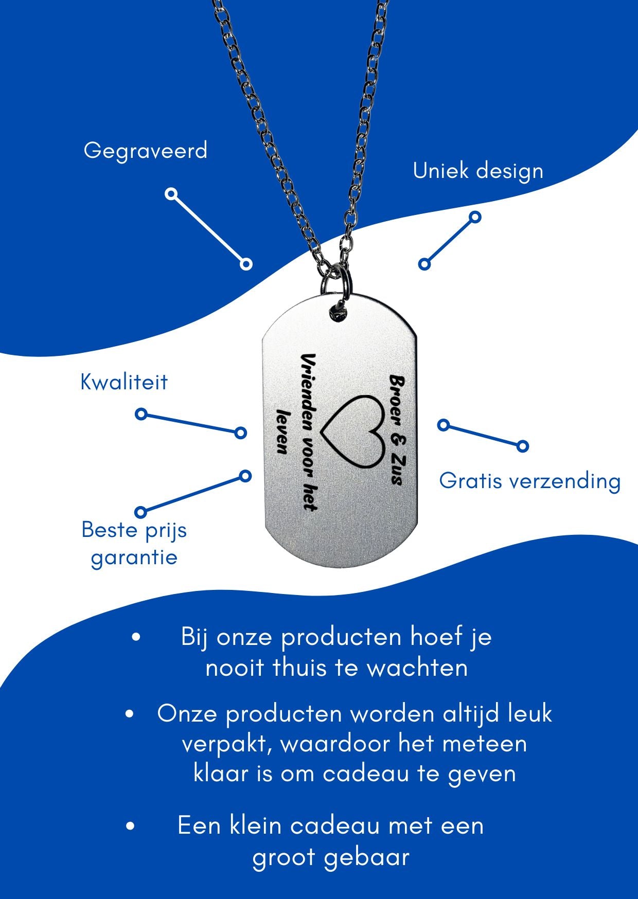 broer & zus vrienden voor het leven ketting