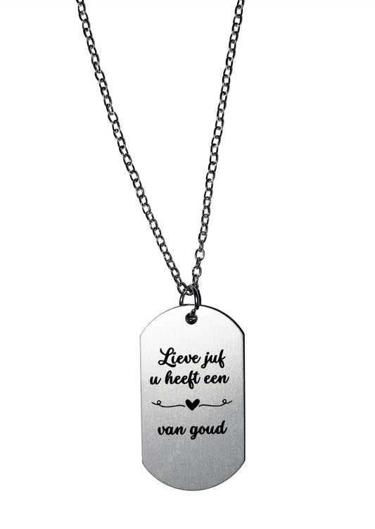 lieve juf u heeft een hart van goud ketting