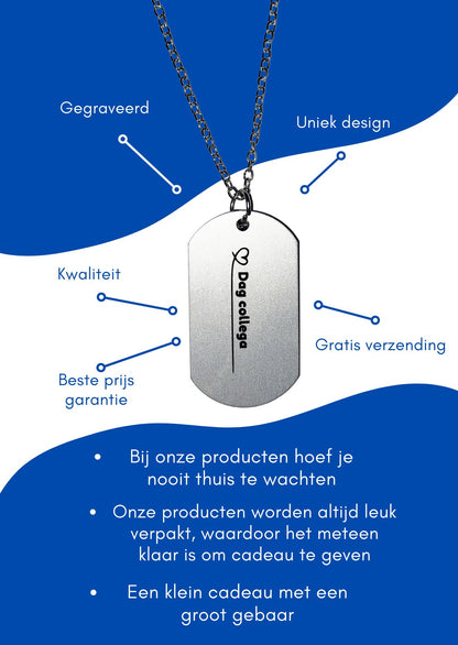 dag collega sleutelhanger inclusief kaart ketting