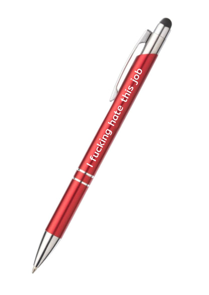 i fucking hate this job pen - gegraveerd 🔵 🔴 ⚫