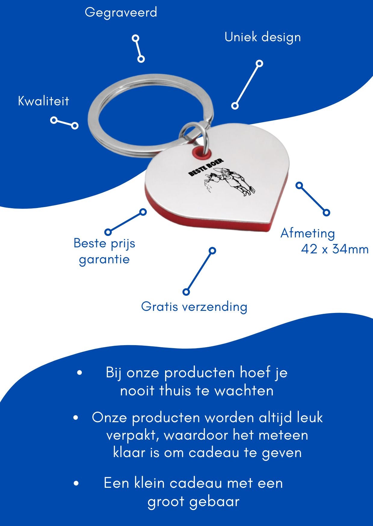 boer sleutelhanger hartvorm