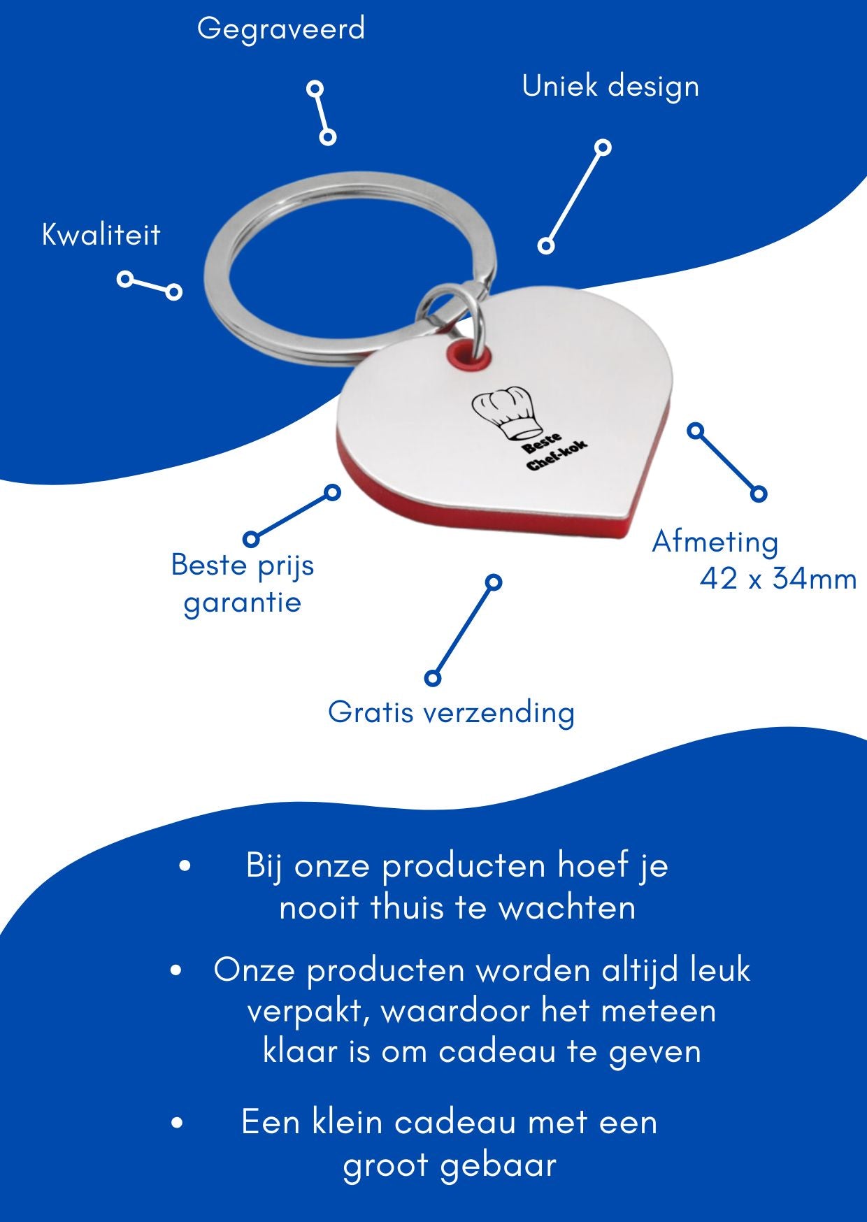 chefkok sleutelhanger hartvorm