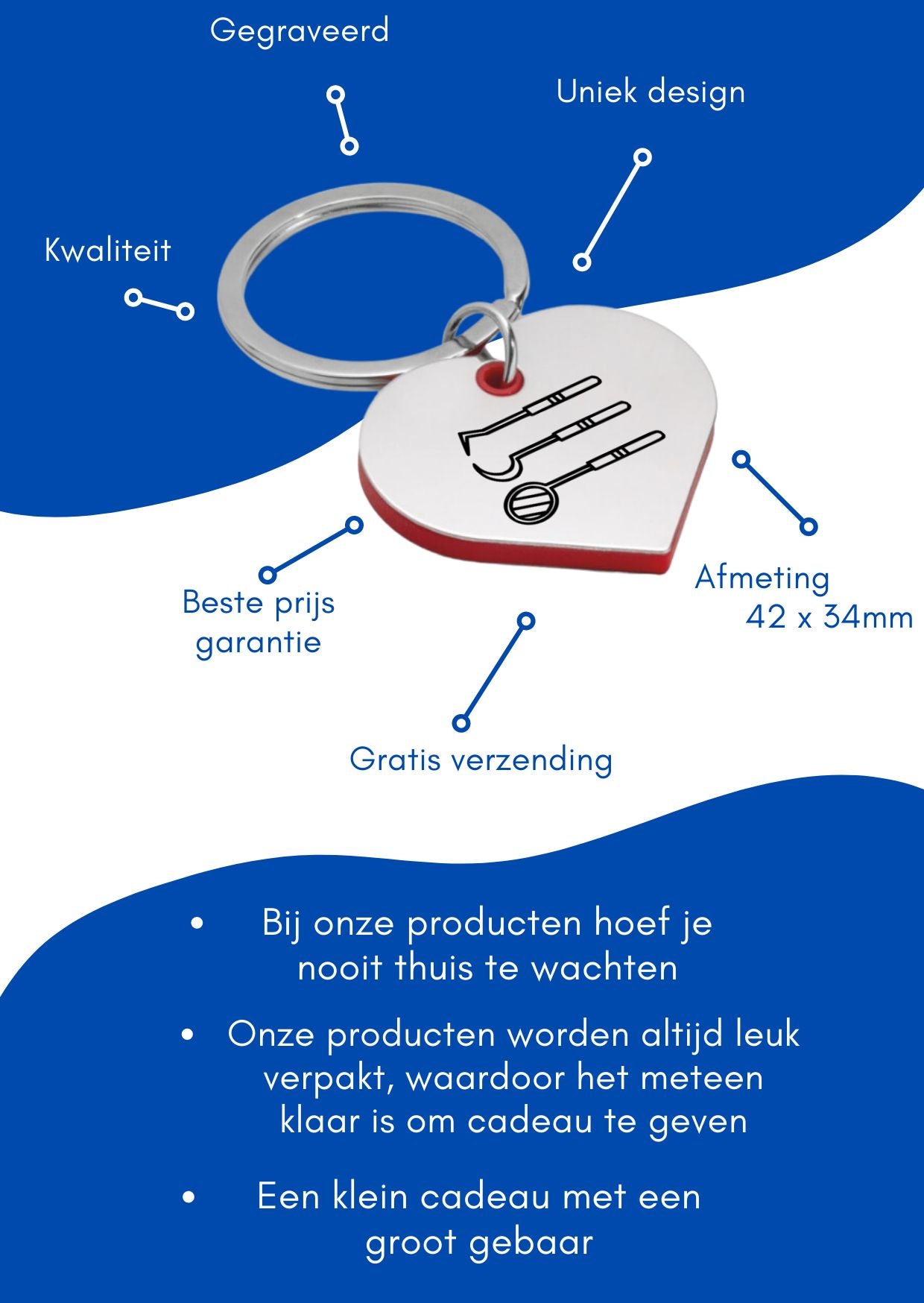 tandarts sleutelhanger hartvorm