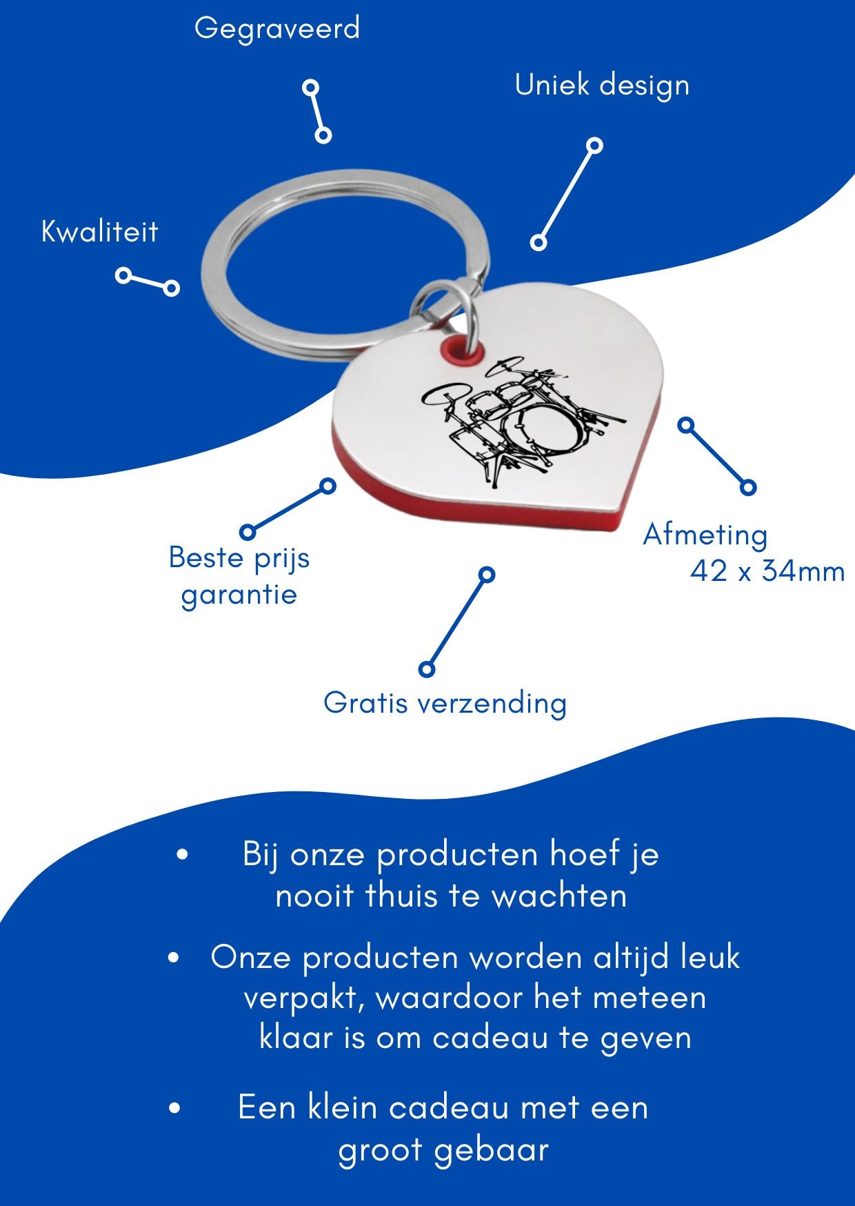 drumstel sleutelhanger hartvorm