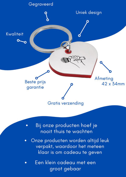 microfoon sleutelhanger hartvorm