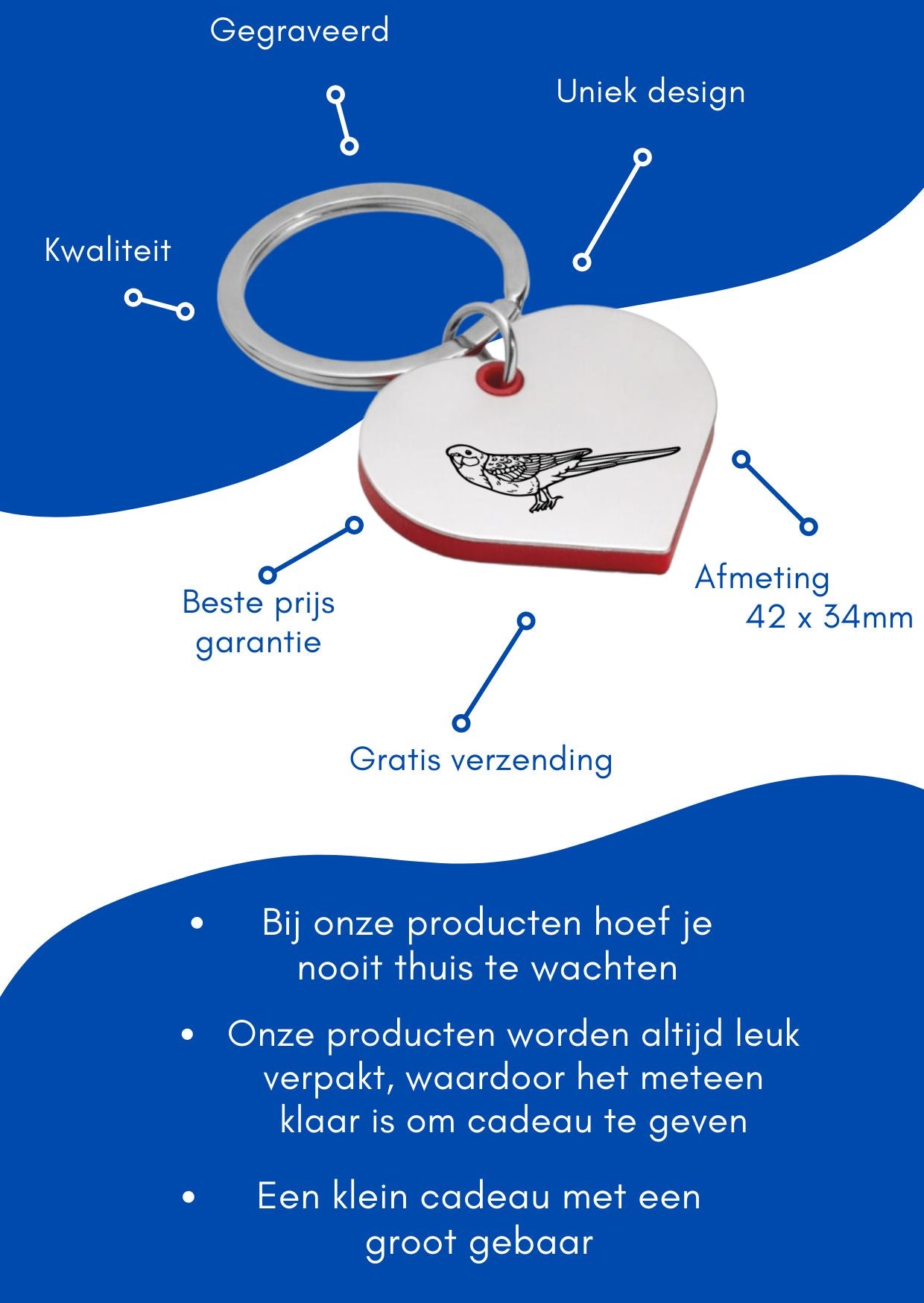 parkiet sleutelhanger hartvorm