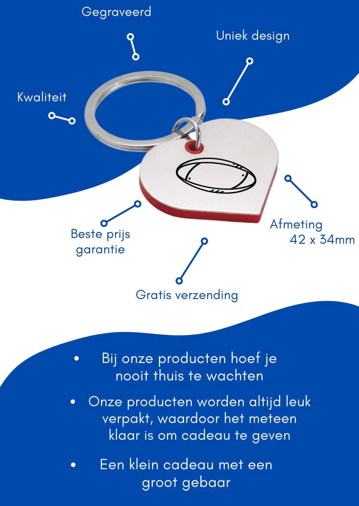 rugby sleutelhanger hartvorm