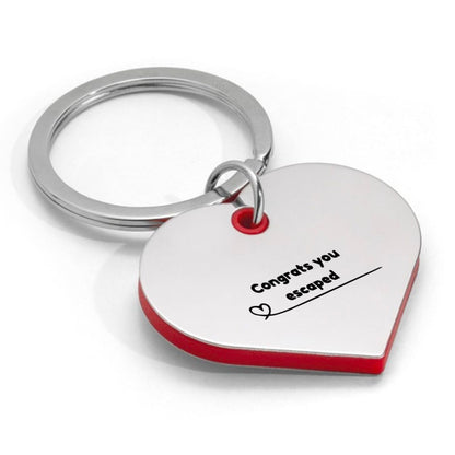 congrats you escaped sleutelhanger inclusief kaart sleutelhanger hartvorm
