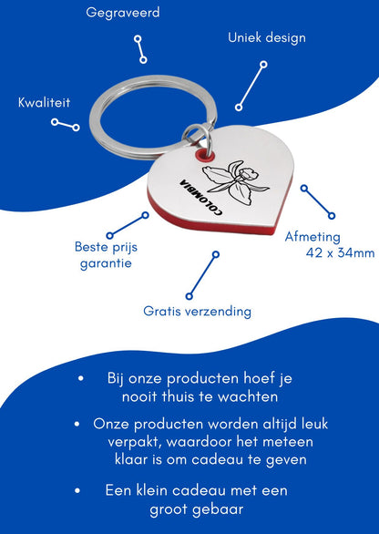 colombia sleutelhanger hartvorm