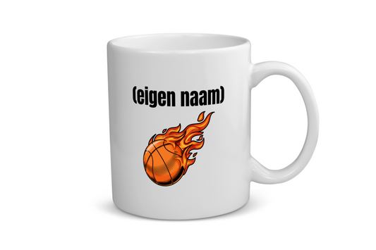 basketbal vuur met eigen naam Koffiemok - Theemok