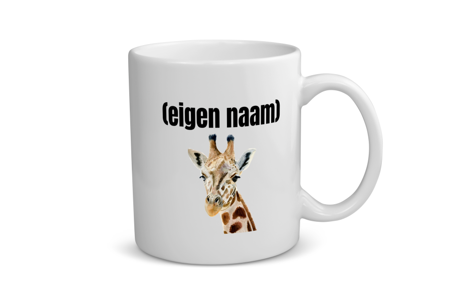 giraffe met eigen naam Koffiemok - Theemok