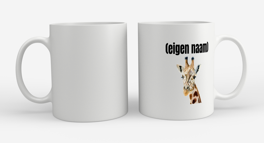 giraffe met eigen naam Koffiemok - Theemok