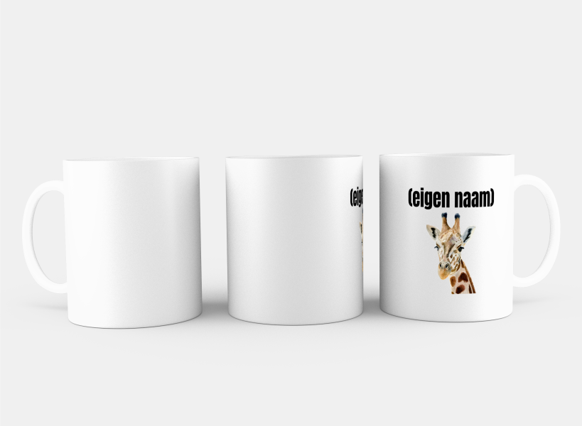 giraffe met eigen naam Koffiemok - Theemok