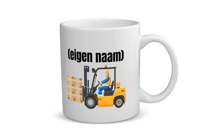 heftruck met pallet met eigen naam Koffiemok - Theemok