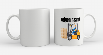 heftruck met pallet met eigen naam Koffiemok - Theemok