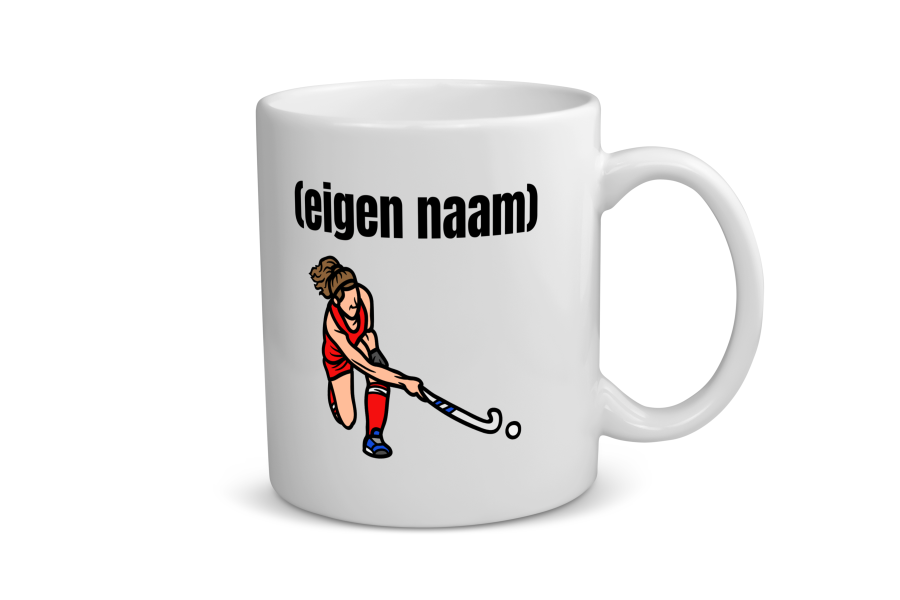 hockey vrouw met eigen naam Koffiemok - Theemok