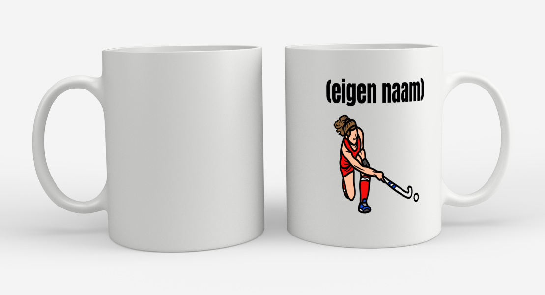 hockey vrouw met eigen naam Koffiemok - Theemok