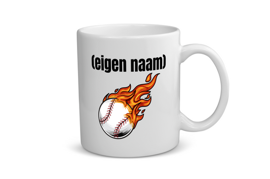 honkbal vuur met eigen naam Koffiemok - Theemok