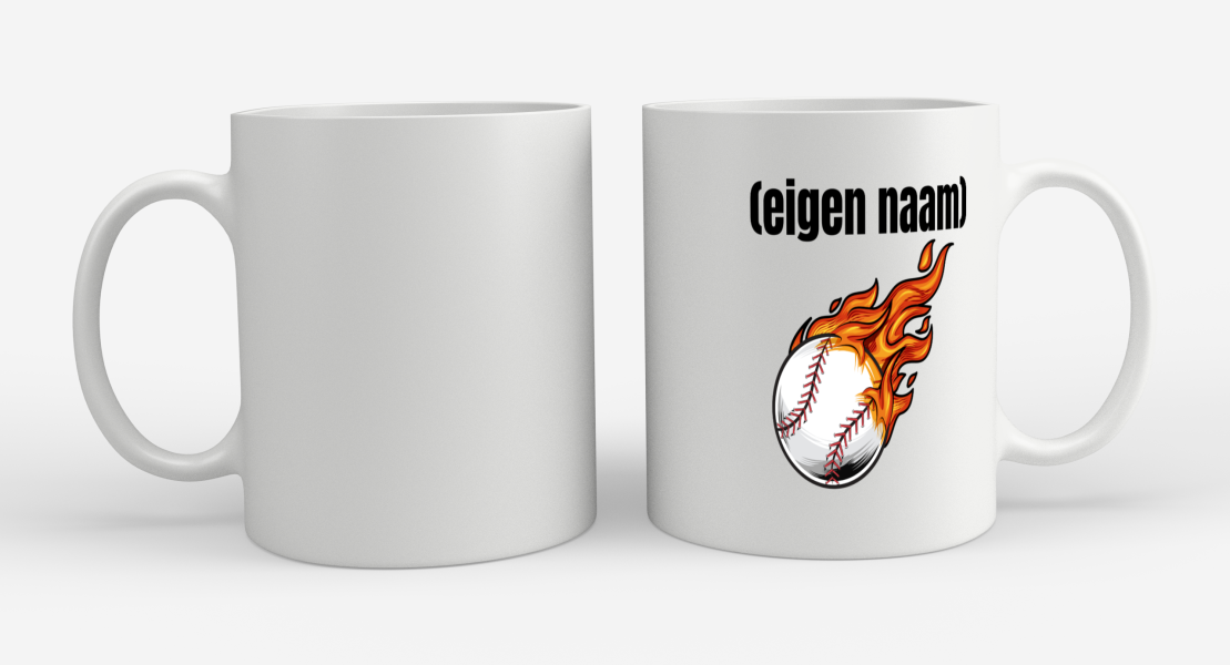 honkbal vuur met eigen naam Koffiemok - Theemok