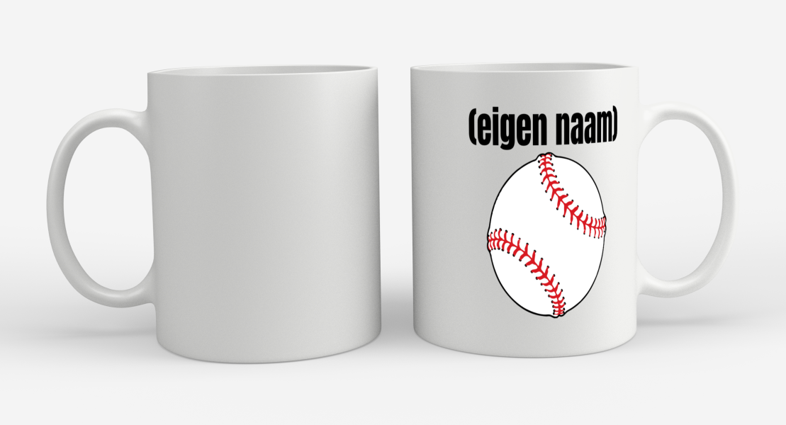 honkbal met eigen naam Koffiemok - Theemok