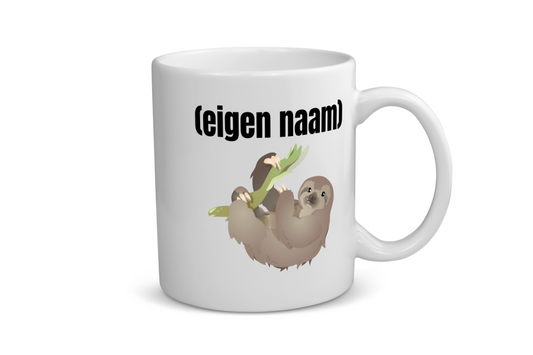 luiaard met eigen naam Koffiemok - Theemok