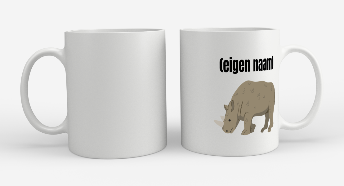 neushoorn met eigen naam Koffiemok - Theemok