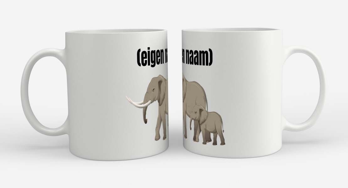 olifant en kleine olifant met eigen naam Koffiemok - Theemok