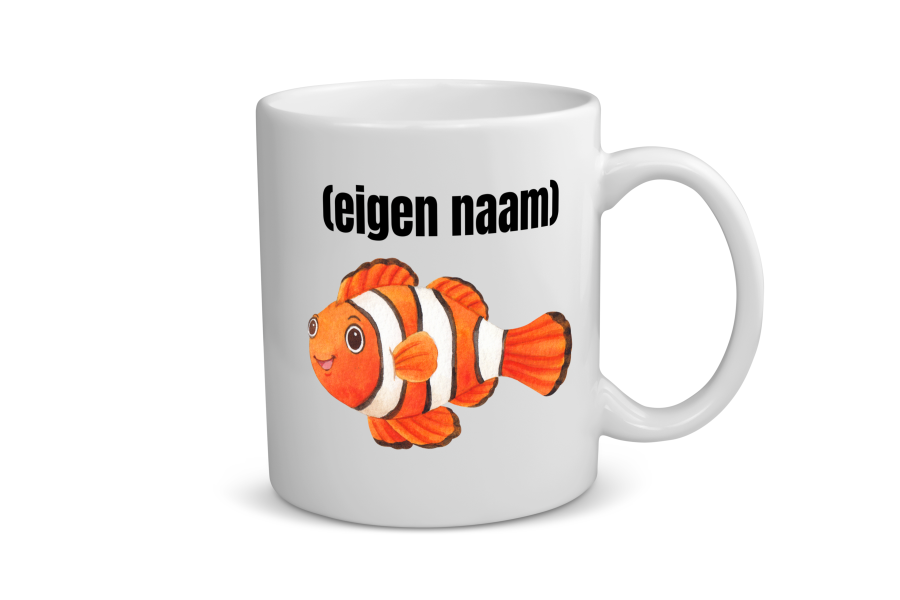 oranje vis (nemo) met eigen naam Koffiemok - Theemok