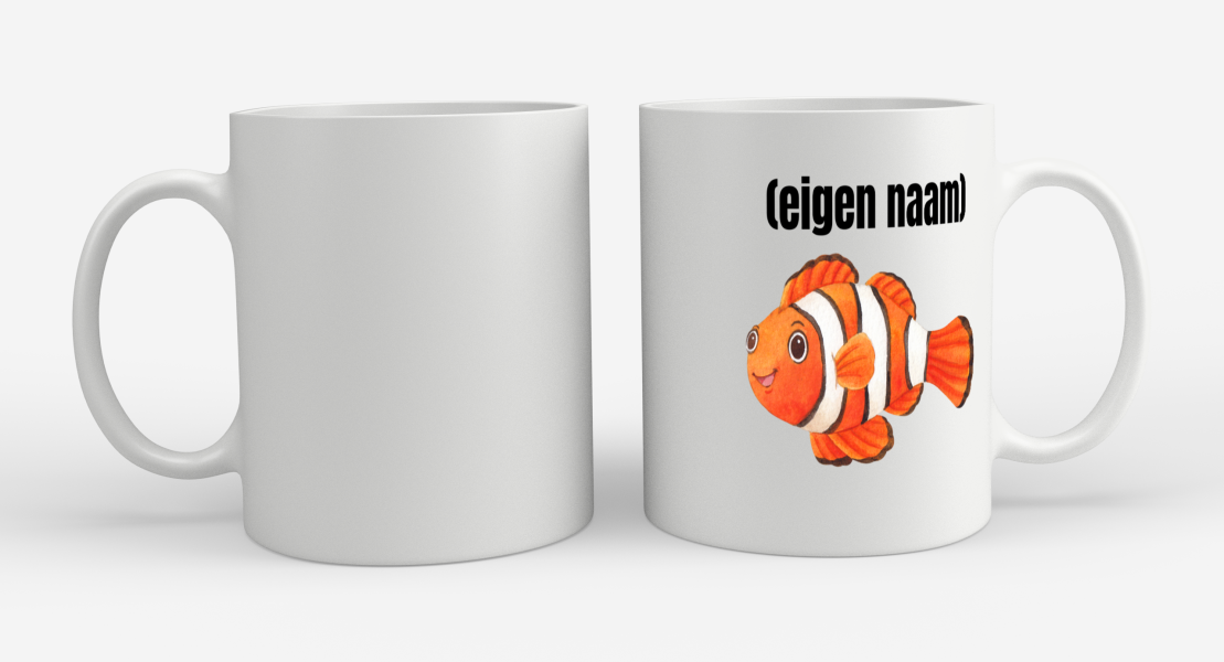 oranje vis (nemo) met eigen naam Koffiemok - Theemok