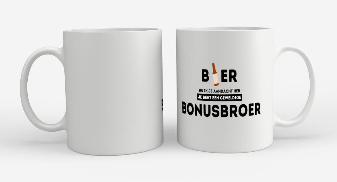 bier, nu ik je aandacht heb je bent een geweldige bonusbroer Koffiemok - Theemok