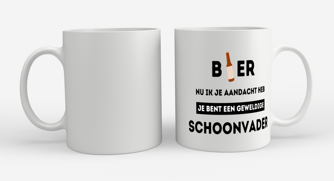 bier, nu ik je aandacht heb je bent een geweldige schoonvader Koffiemok - Theemok