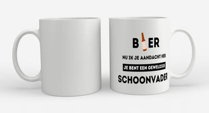 bier, nu ik je aandacht heb je bent een geweldige schoonvader Koffiemok - Theemok