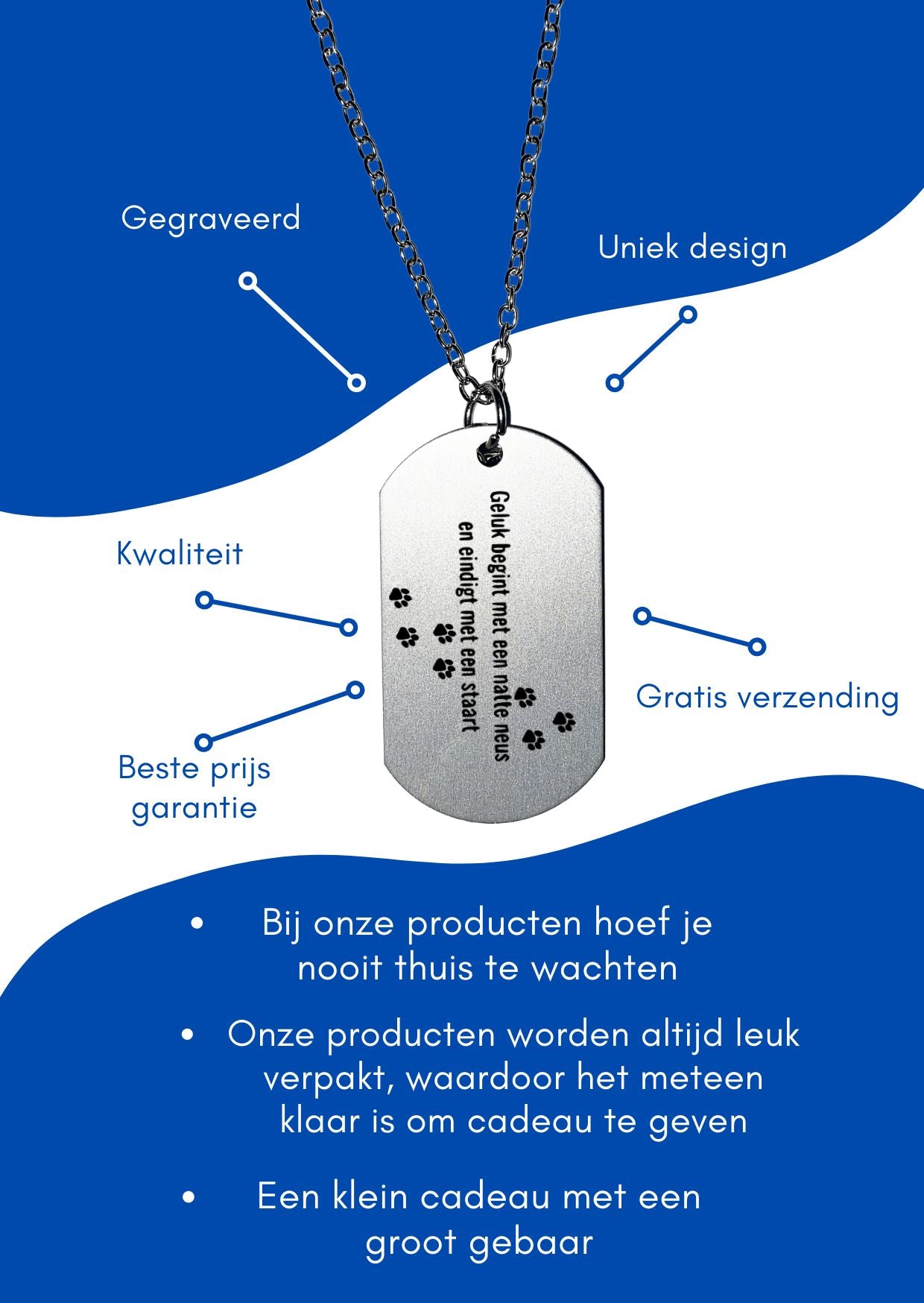 geluk begint met een natte neus en eindigt met een staart ketting