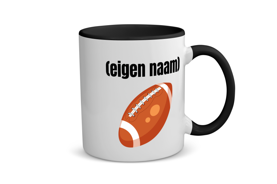 rugbybal met eigen naam Koffiemok - Theemok