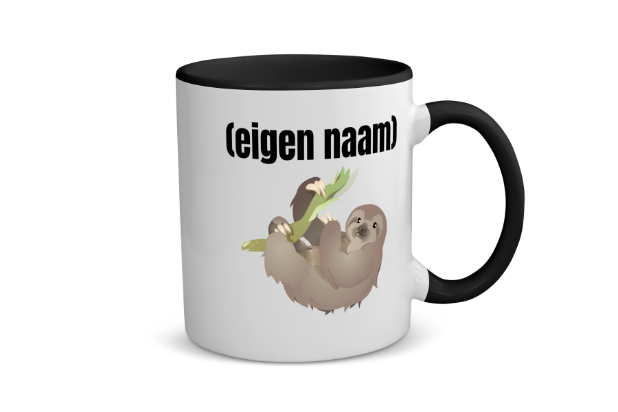 luiaard met eigen naam Koffiemok - Theemok