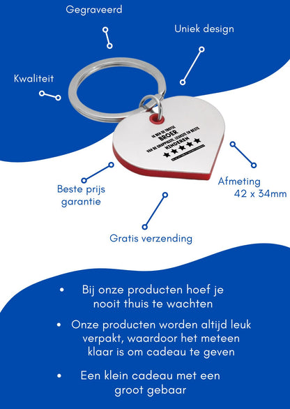 ik ben de trotse broer van de grappigste en leukste en beste kinderen sleutelhanger hartvorm