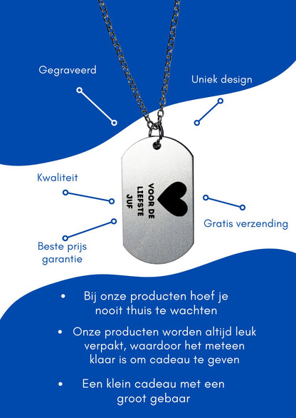 voor de liefste juf ketting