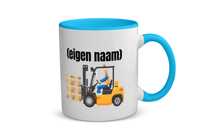 heftruck met pallet met eigen naam Koffiemok - Theemok