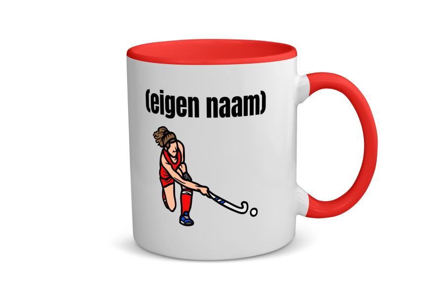 hockey vrouw met eigen naam Koffiemok - Theemok