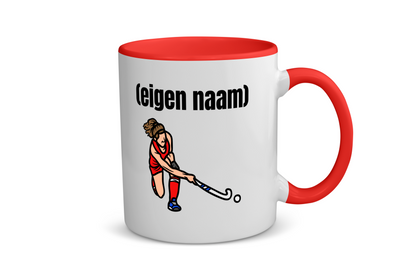 hockey vrouw met eigen naam Koffiemok - Theemok