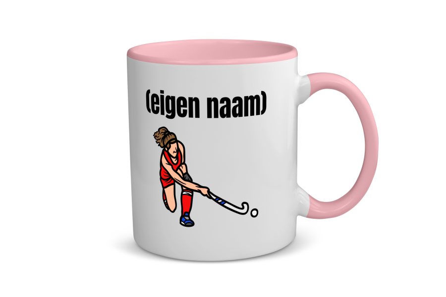 hockey vrouw met eigen naam Koffiemok - Theemok