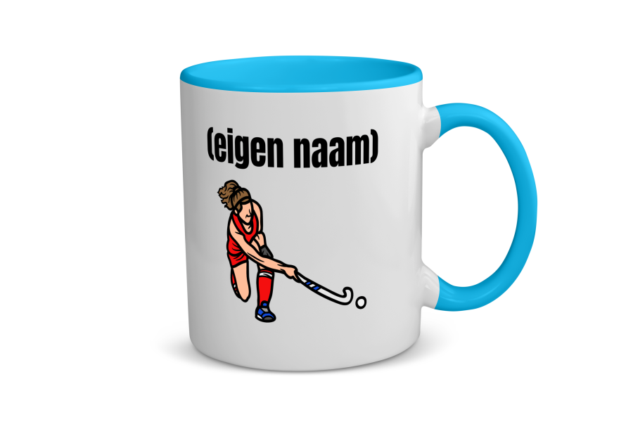 hockey vrouw met eigen naam Koffiemok - Theemok