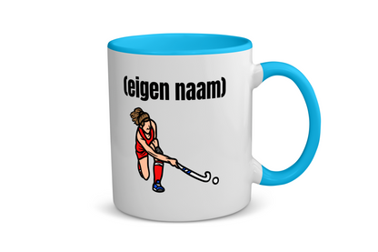 hockey vrouw met eigen naam Koffiemok - Theemok