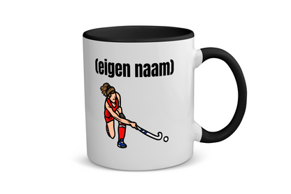 hockey vrouw met eigen naam Koffiemok - Theemok