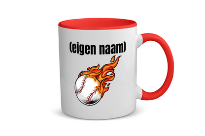 honkbal vuur met eigen naam Koffiemok - Theemok