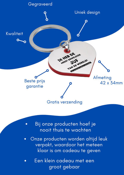 ik heb de meest geweldige juf van de wereld sleutelhanger hartvorm